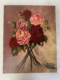 Helen Tim Ko. Oil on Canvas Roses Sgd.