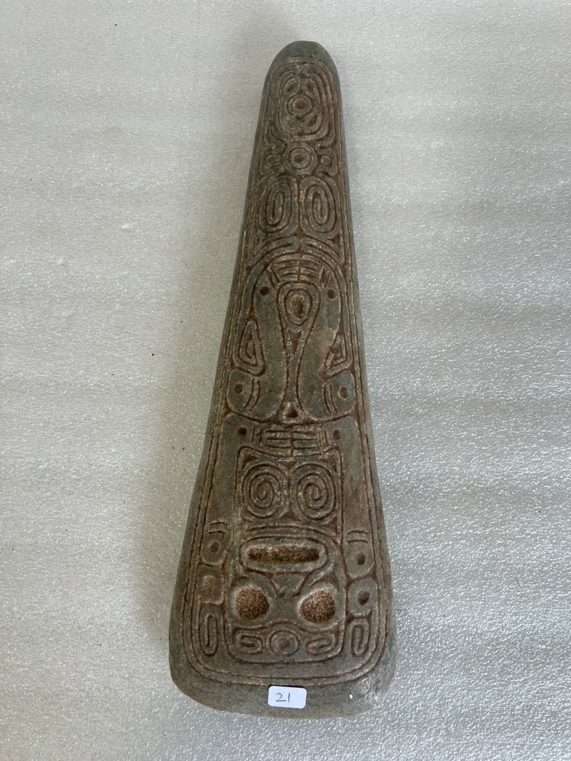 Taino Arawak Carved Stoneware: Carribean Islands 1000-1500 BC 15 1/4? for height and 4 3/4? across