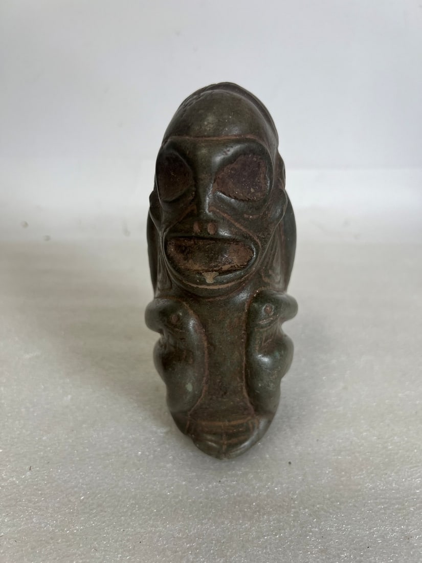 Taino Arawak Carved Stoneware: Carribean Islands 1000-1500 BC 6 3/4? for height 3? across