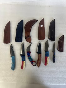 Knives in Sheaths Damascus Blades (6)