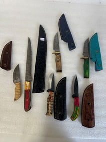 Knives in Sheaths Damascus Blades(6)