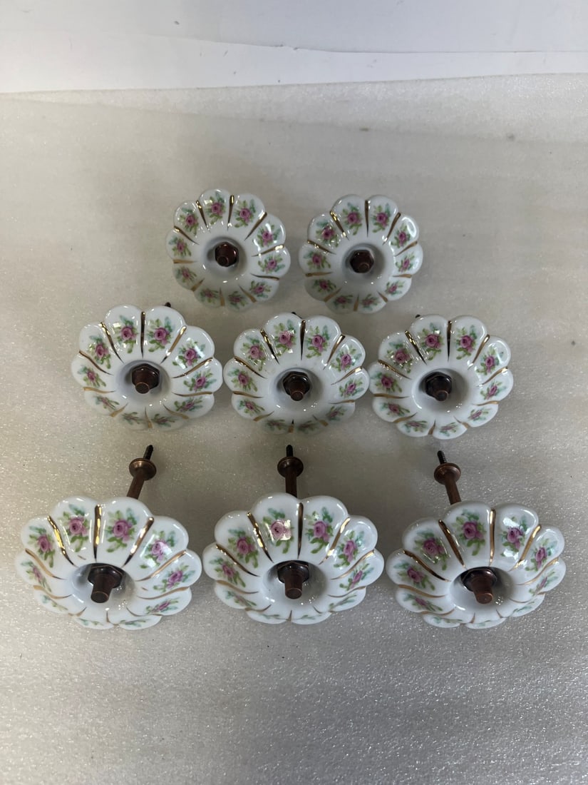 Curtain Tie Backs (4 Prs.): Porcelain Floral Decorated
