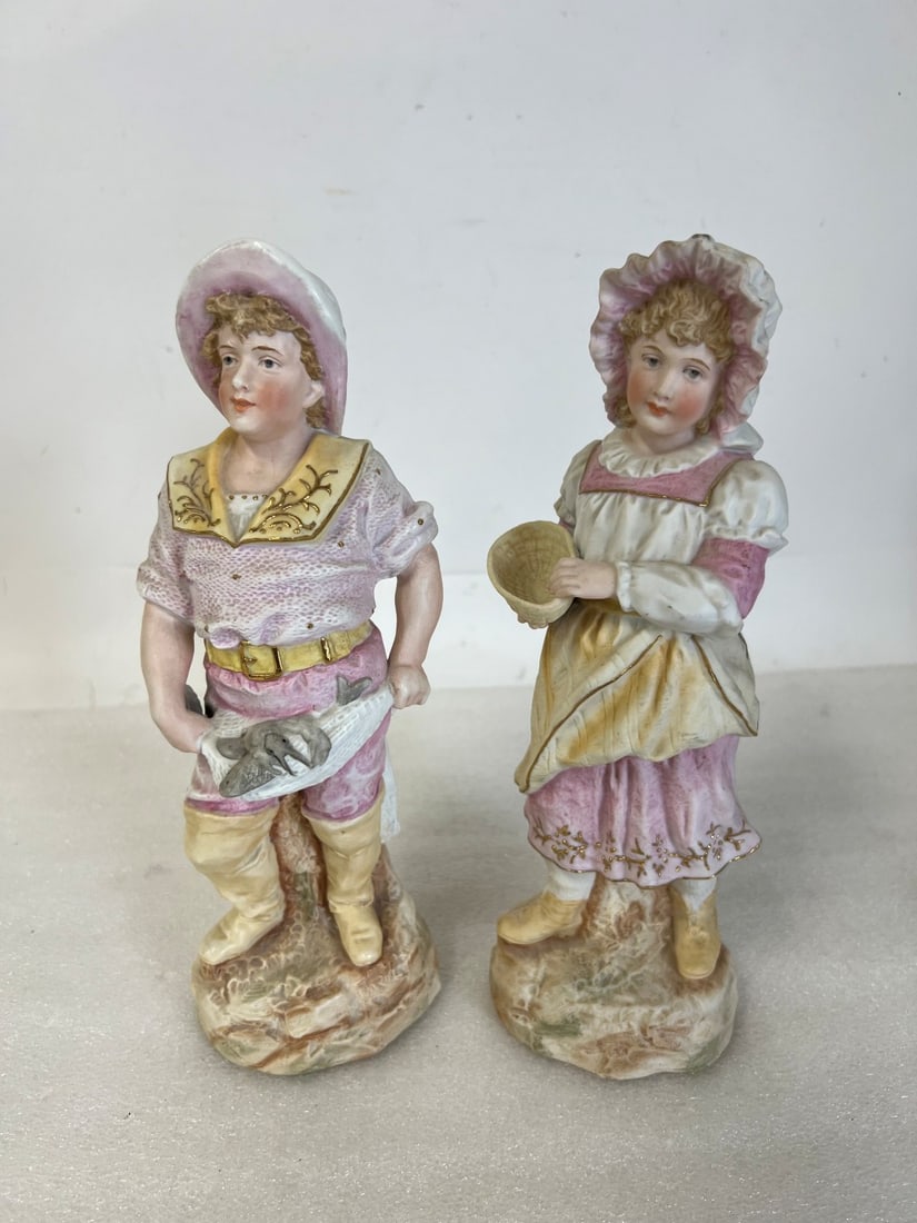 Antique Bisque Figures (2): 11" H for both