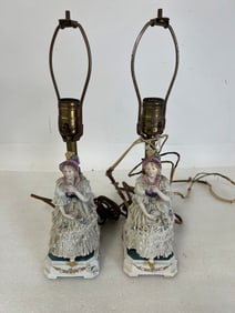 Antique Bisque Figure Lamps (2)