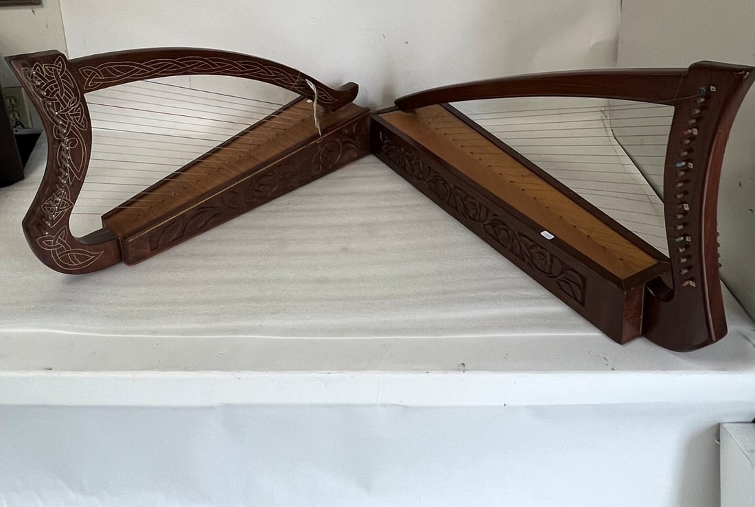Pr. of Mahogany Good Quality Harps: As Pictured largest 33" smallest 29"