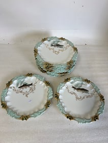 T & V Limoges Fish Plates (10)