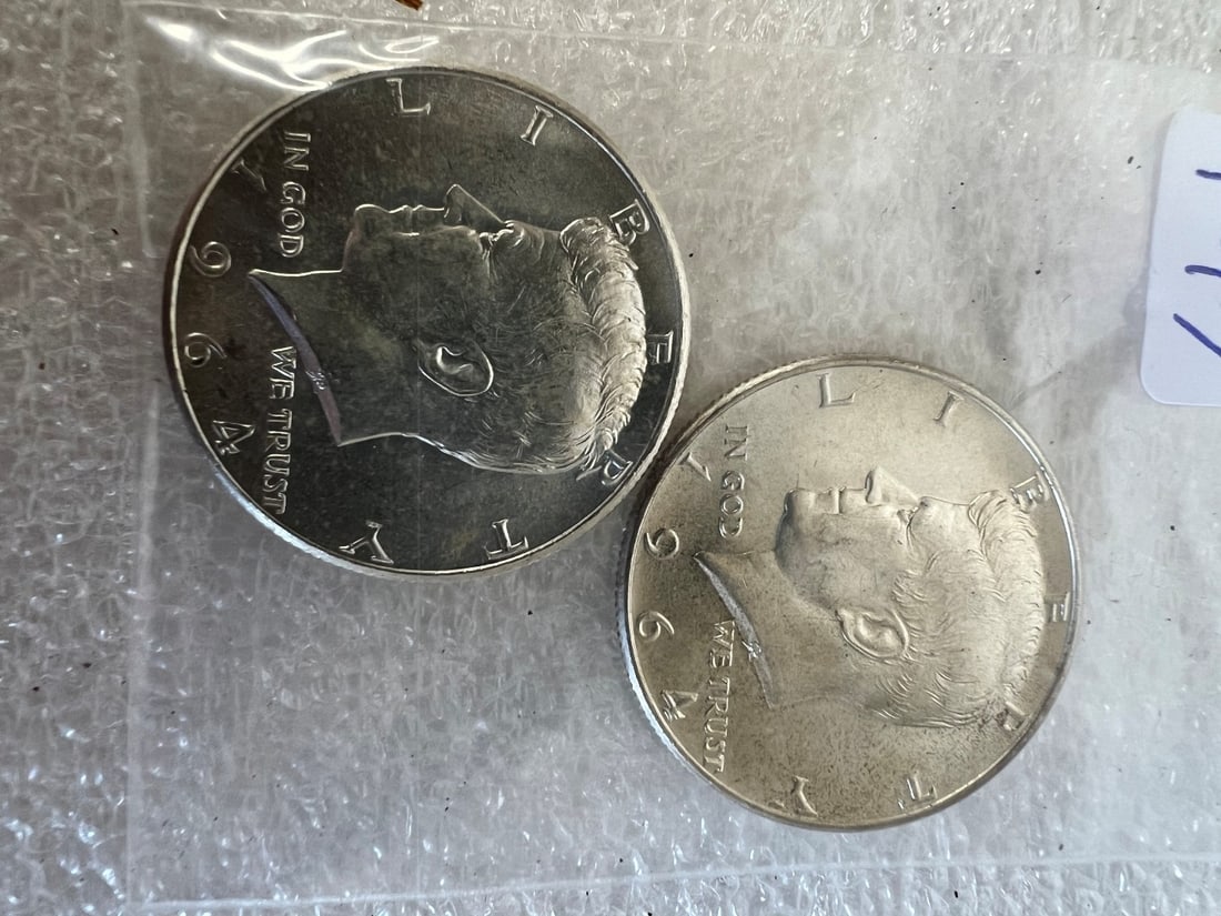 1964 Kennedy Half Dollar (2): Excellent Cond.