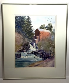 Robert E. Lynk; 20thC. American Watercolor "Rensselaer Mill IV" Signed