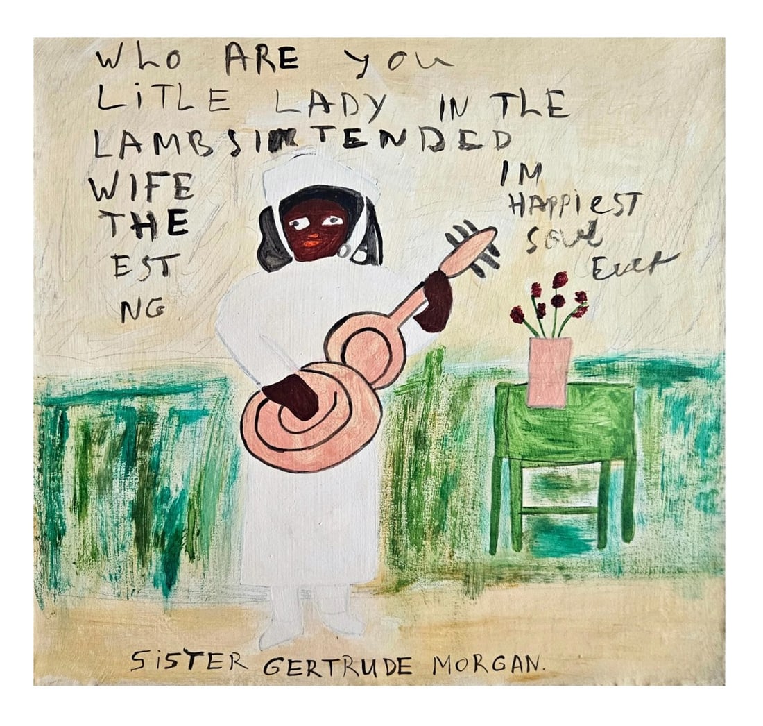 Sister Gertrude Morgan; 20thC. Folk Art Oil - Who Are You Litle Lady Signed (1 of 4)