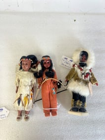 Indian Dolls, Native American (2) & Eskimo. Three in the lot