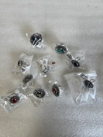 A Fine Dealer's Lot of Silver & Gemstone Rings .(10)