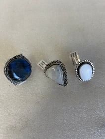German Silver & Gemstone Rings (3)