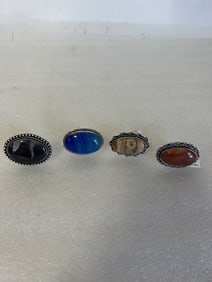 German Silver & Gemstone Rings (4)