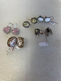 Five Pairs Vintage Sterling Silver Earrings