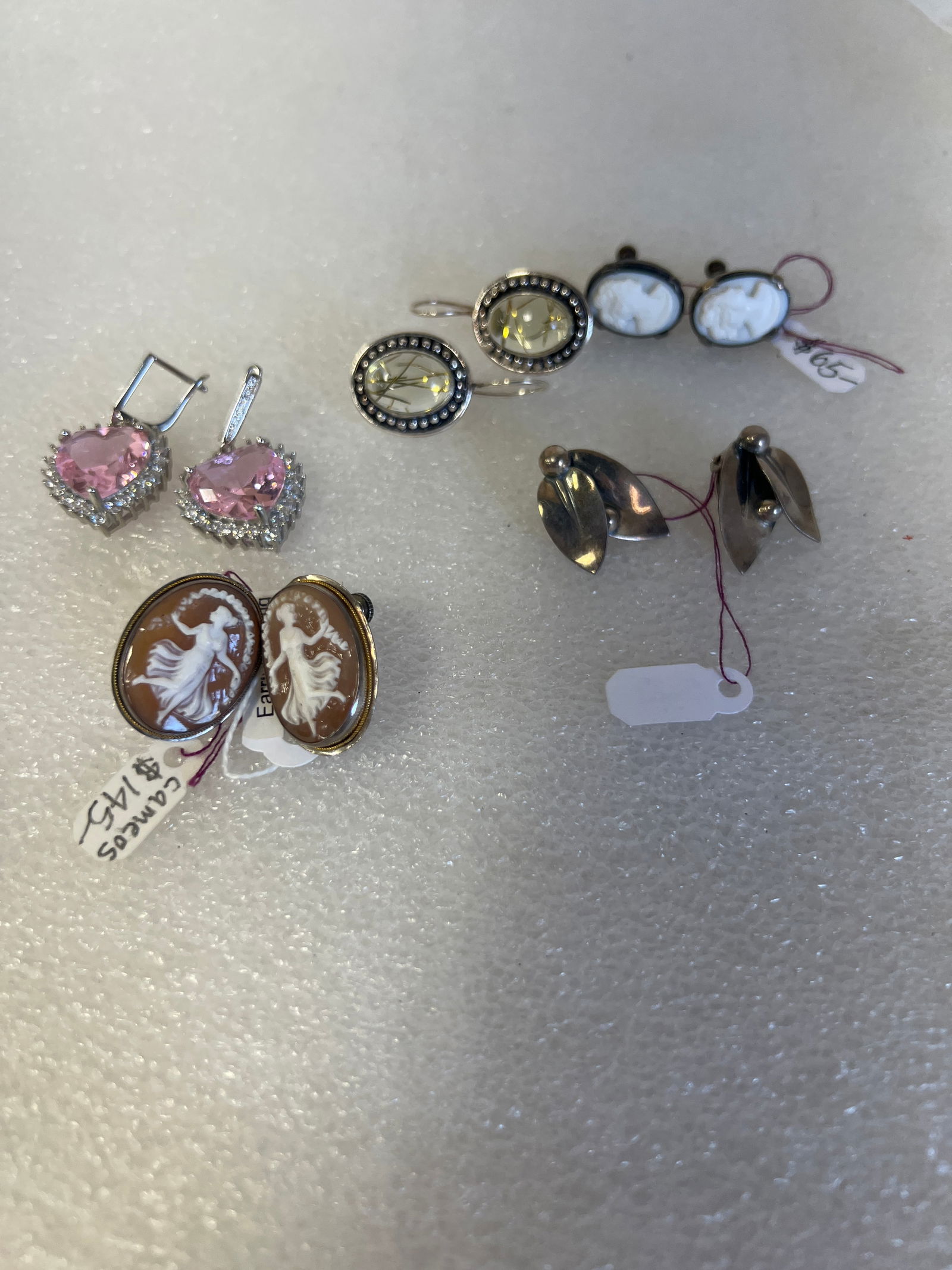 Five Pairs Vintage Sterling Silver Earrings (1 of 1)