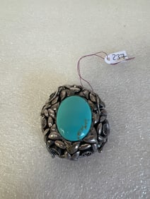 Sterling Silver & Turquoise Brooch