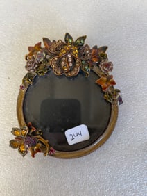 Fancy Copper Enameled & Crystal Frame