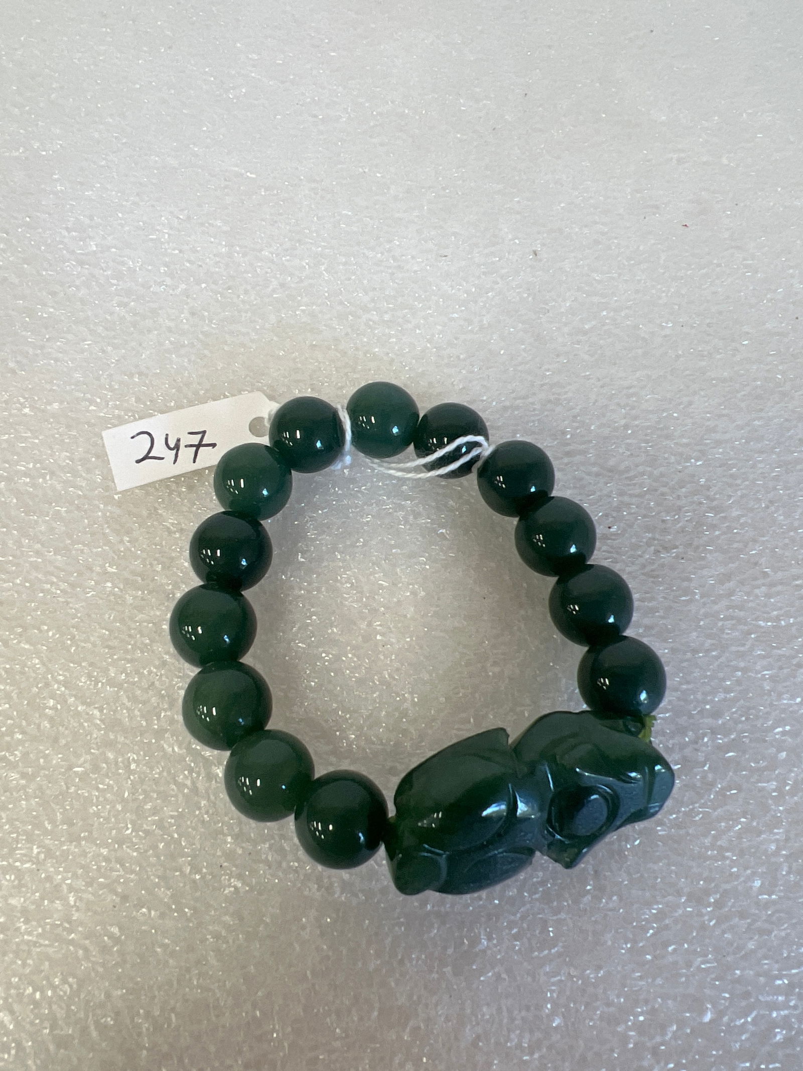 Oriental Jade Bead Vintage Bracelet (1 of 1)