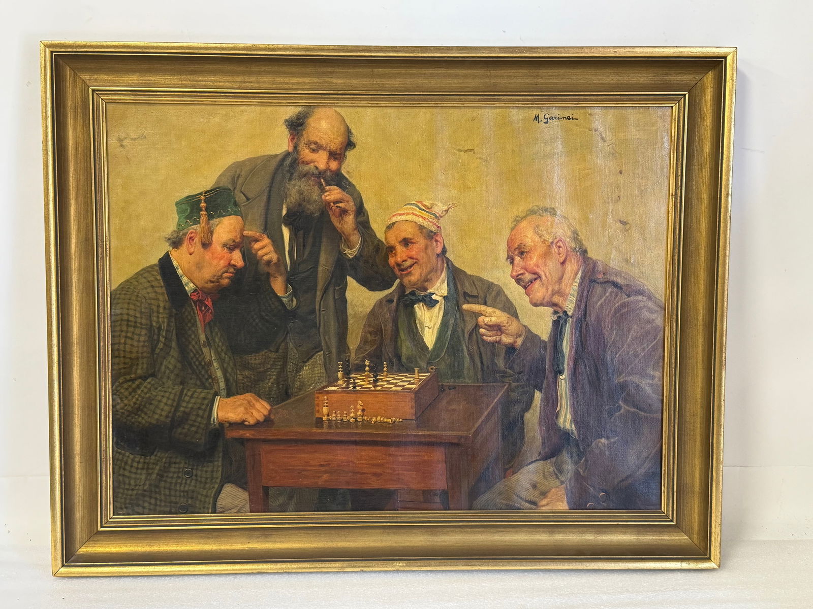 Michele Garinei; Italian Oil The Chess Match Signed (1 of 5)