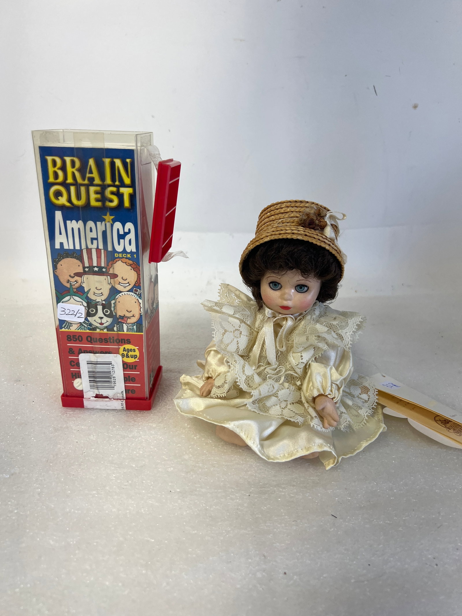 Italian Bisque Head Doll and Toy: As pictured Doll made in Italy
