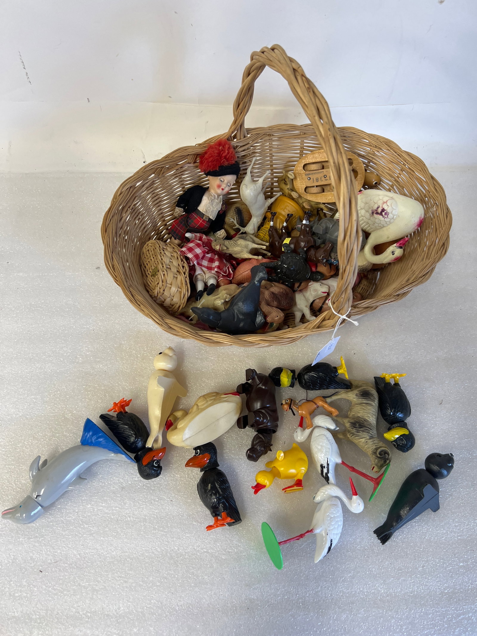 Basket of Toy Animals 50's and 60's: Includes bobble-heads . Nice selection