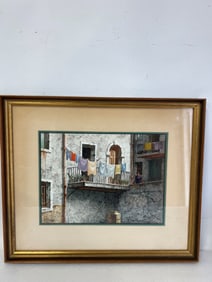 H Gasser Watercolor. Signed. Gallery Framed.