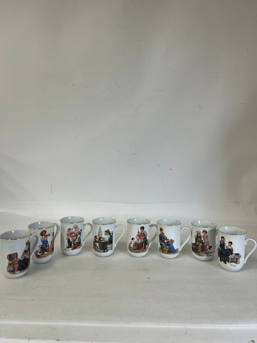 Norman Rockwell Mugs. (8): Toymaking and other children;s motifs. Eight in the lot.