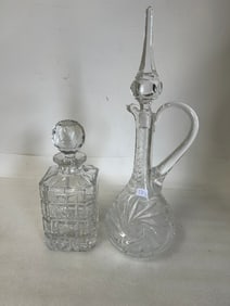Vintage Cut Glass Decanter & Decanter