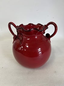 Large Double Handled Antique Pottery Vase.