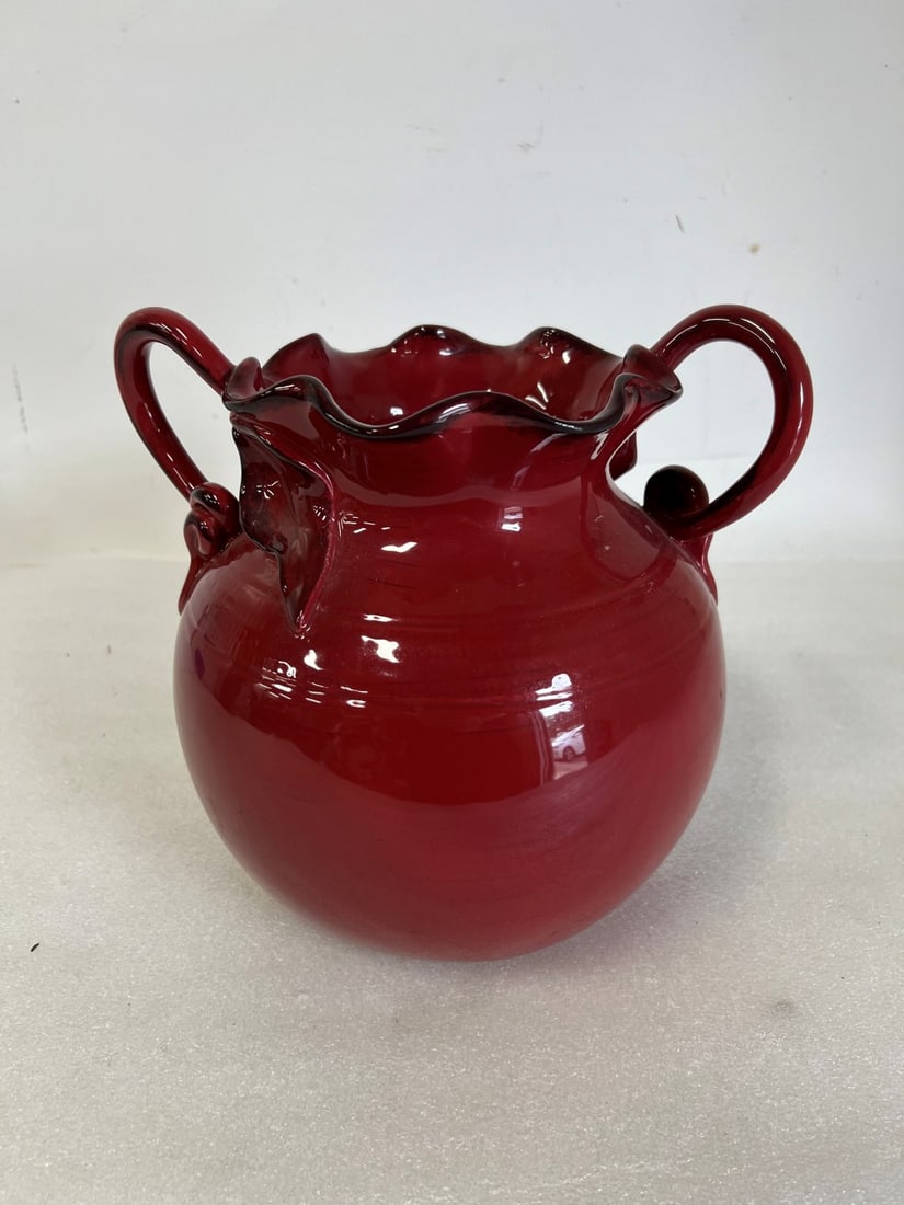 Large Double Handled Antique Pottery Vase. (1 of 3)