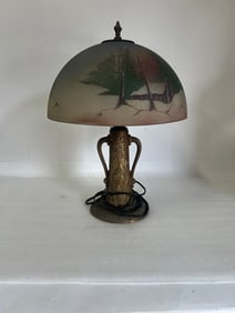 Reverse Painted Scenic Table Lamp