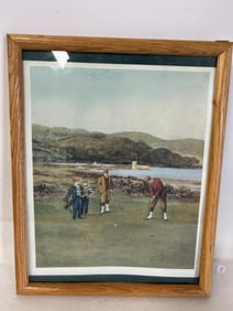 Antique Golfing Print Framed