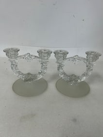 Pr. Good Quality Vintage Glass Candleholders