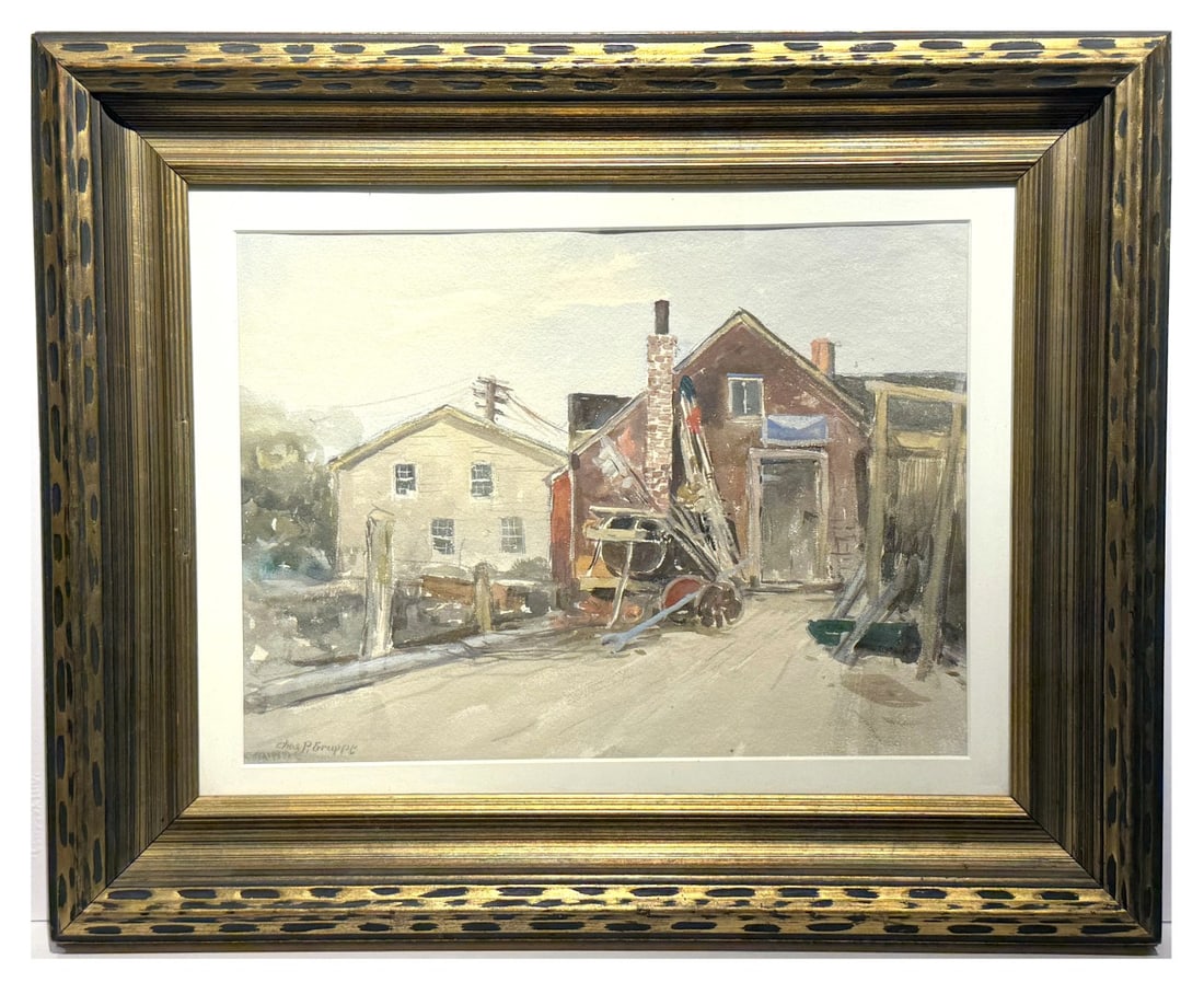 Charles P. Gruppe; American Watercolor Gloucester Dock Signed (1 of 6)