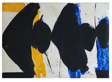 Robert Motherwell(attributed to); 20thC. Abstract Expressionist Oil Untitled(Elegy) Signed