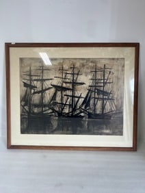Lithograph. Sailing Vessel. Vintage.