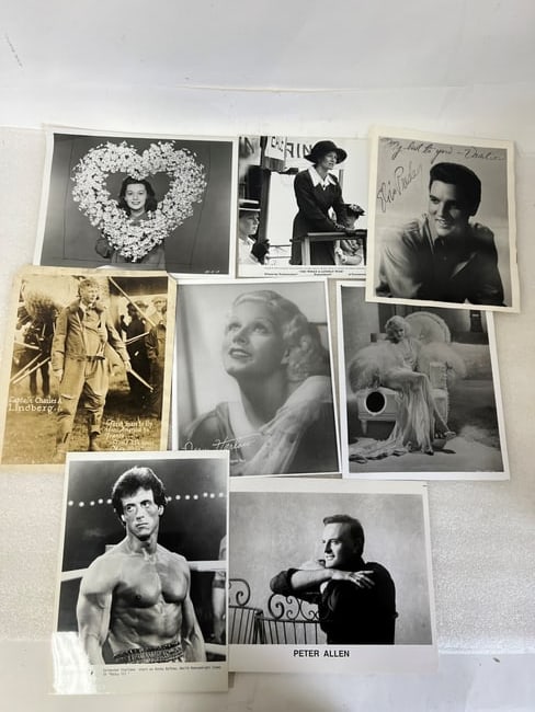 Celebrity Photos inc. Harlow, Stallone , Elvis (8): Oh What a Lovely War; Sylvester Stallone, Elvis, Unidentified in a heart of flowers, Jean Harlow (2) Peter Allen, and Charles Lindbergh First Man to fy from America to France, 33 1/2 hrs. May 20-21 19
