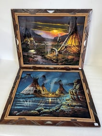 Ernesto Sanchez Paintings on Velvet.(2)Sgd. (1)