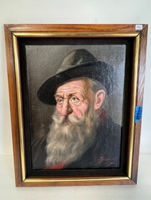 Jene Gussich. Oil on Board. Elderly Man