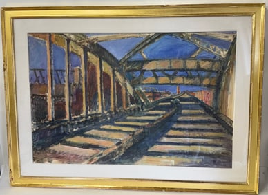 Jonathan Weinberg; 20thC. Modernist Oil -  canal Street Bridge, NYC Signed