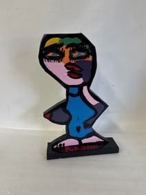 Thomas Pulgini; 20thC. Modernist Painted Wood Sculpture Signed