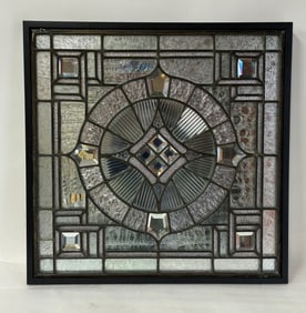 Magnificent Antique Leaded Glass Window Panel