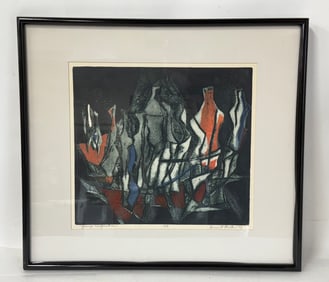 Bernece Berkman-Hunter; 20thC. Modernist Etching and Aquatint Signed