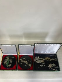 Japanese  Mother of Pearl Lacquered Plaques (3)