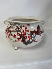 Antique Japanese Footed & Handled Cachepot