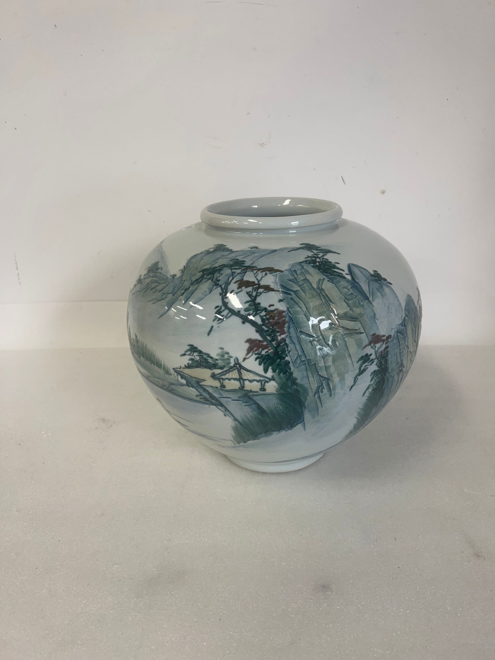 Antique Japanese Cachepo t With Calligraphy Markings.: 10 1/4"H x 10 1/2"W