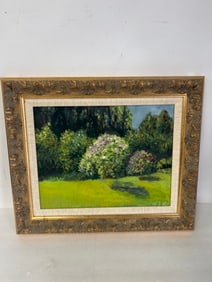 Oil on Canvas. Lilacs   Signed  H J K,