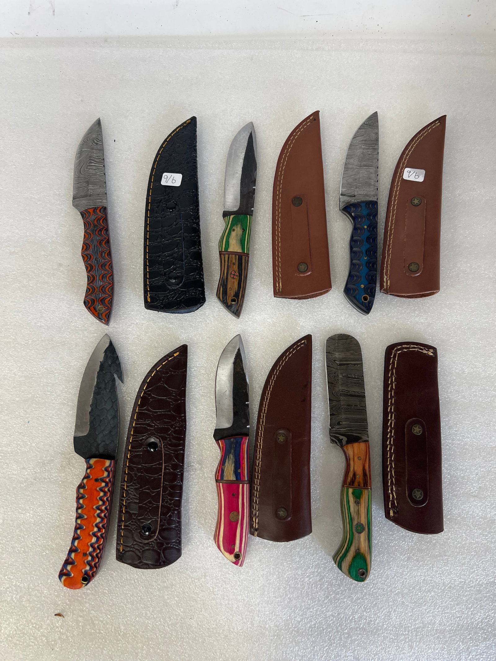 Damascus Steel Knives (6): As Pictured 9 1/2" H