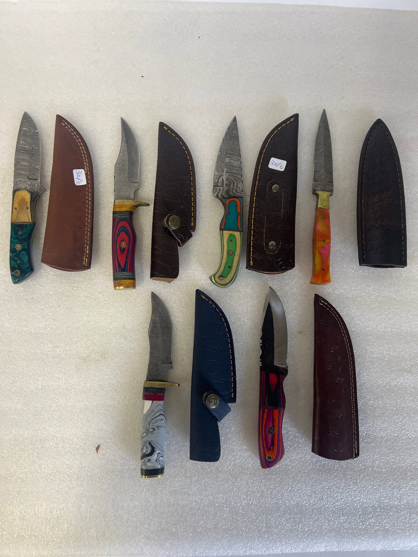 Damascus Steel Knives (6): As Pictured 9" H