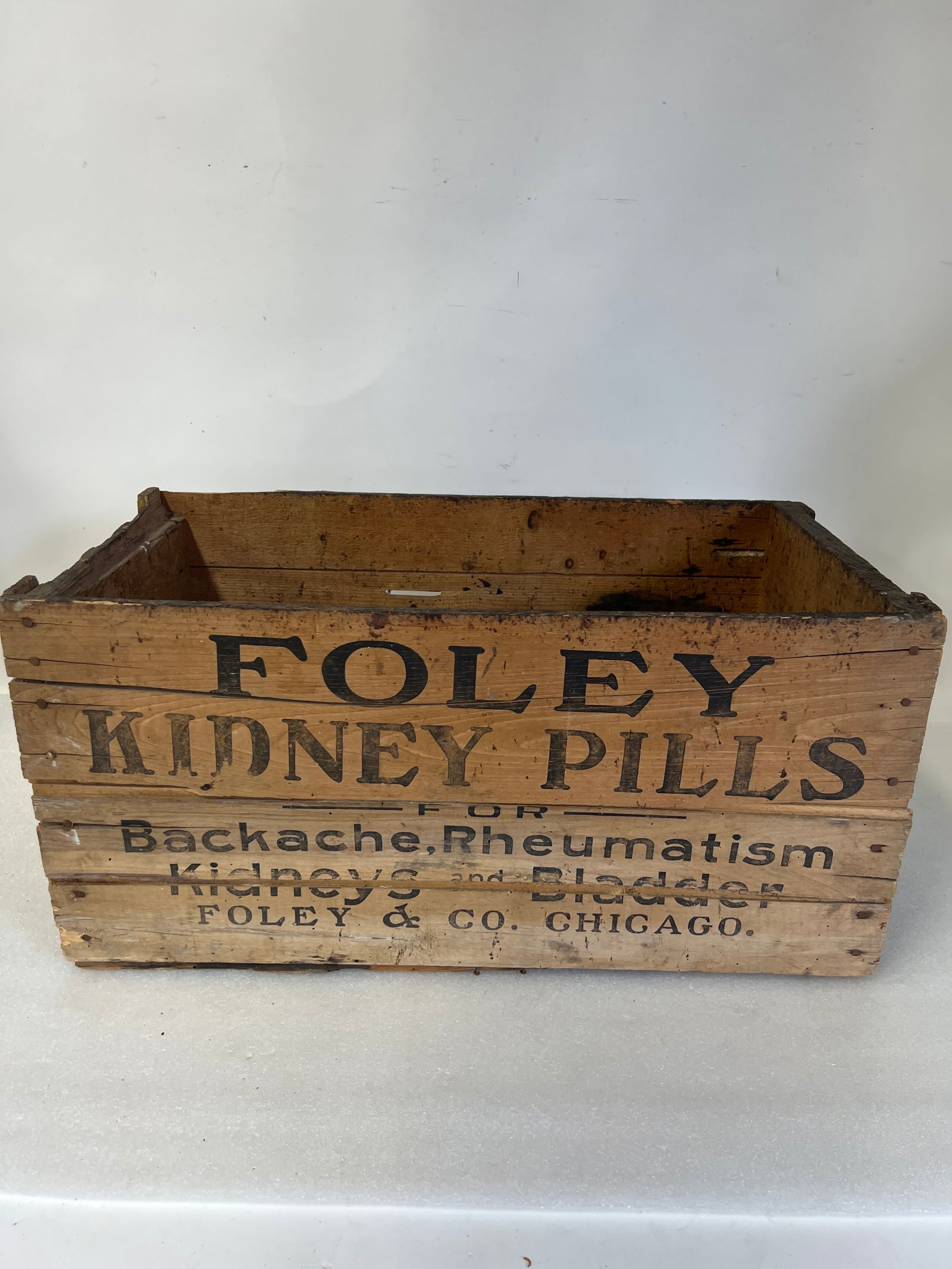 Foley's Honey and Tar Compund Wooden Crate: Foley's Honey and Tar Compound for Coughs and Colds Foley & Co. Chicago. 15 1/2"H x 30 1/2"W